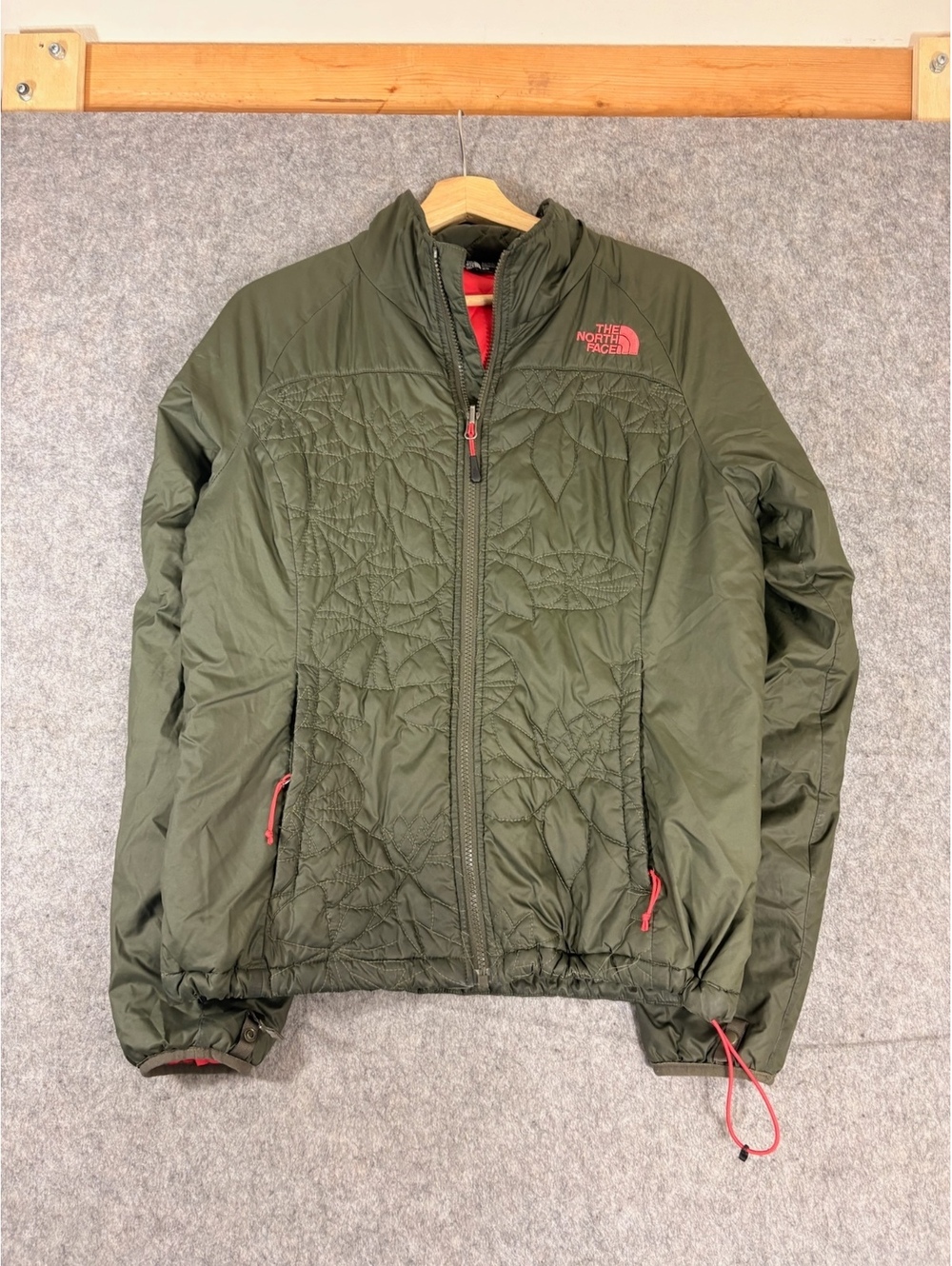 The North Face olive quilted jacket womens medium